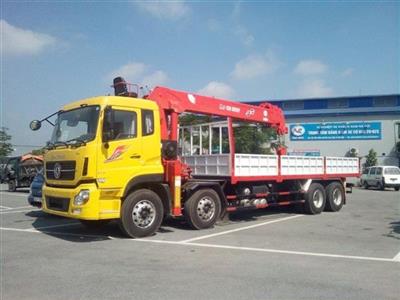 Xe tải 4 chân Dongfeng gắn cẩu 14 tấn Atom